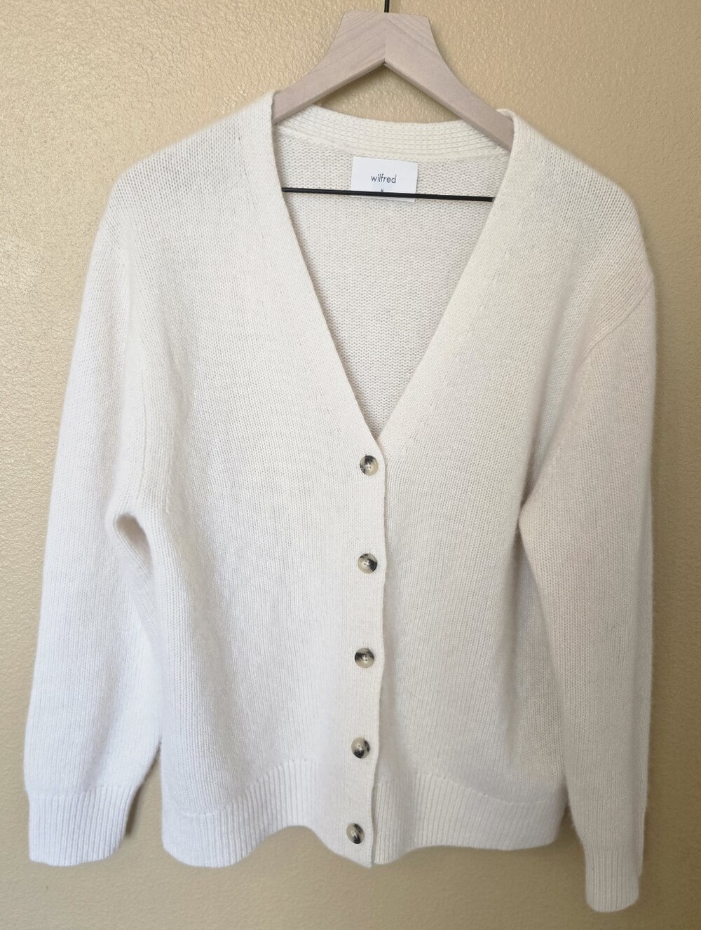 Cashmere Soft Cream Button V-Neck Cardigan